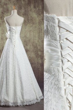 A-line Strapless Lace Bridal Wedding Dresses WD010838