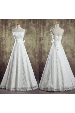 A-line Strapless Lace Bridal Wedding Dresses WD010838