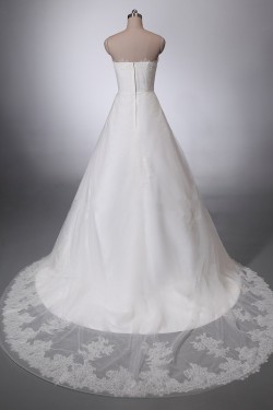 A-line Strapless Lace Bridal Wedding Dresses WD010843