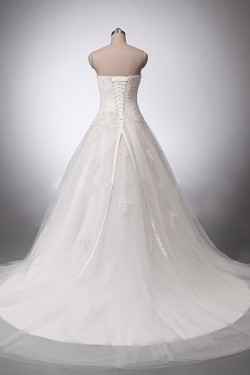 A-line Strapless Beaded Lace Bridal Wedding Dresses WD010846