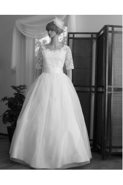 Ball Gown Half Sleeves Lace Appliques Bridal Wedding Dresses WD010849
