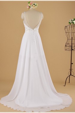 A-line V-neck Beaded Lace Bridal Wedding Dresses WD010852