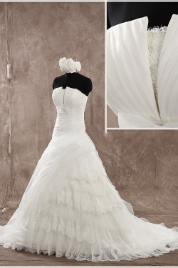 A-line Strapless Lace Bridal Wedding Dresses WD010856