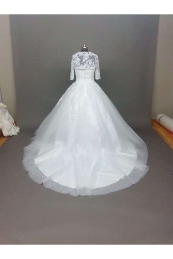 Ball Gown Strapless Beaded Lace Bridal Wedding Dresses with A Jacket WD010858