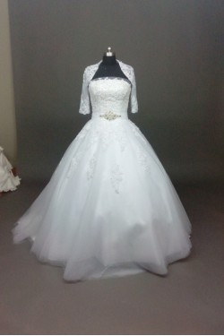 Ball Gown Strapless Beaded Lace Bridal Wedding Dresses with A Jacket WD010858