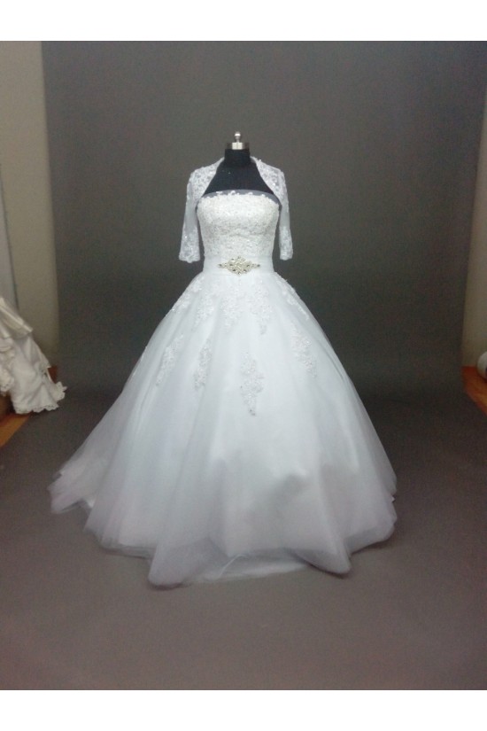 Ball Gown Strapless Beaded Lace Bridal Wedding Dresses with A Jacket WD010858