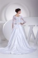 A-Line 3/4 Length Sleeve Beaded Appliques Court Train Wedding Dresses 2030001 A-Line 3/4 Length Sleeve Beaded Appliques Court Train Wedding Dresses 2030001