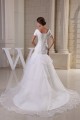 A-Line V-Neck Short Sleeve Court Train Wedding Dresses 2030002