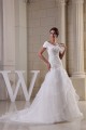 A-Line V-Neck Short Sleeve Court Train Wedding Dresses 2030002