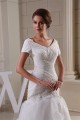 A-Line V-Neck Short Sleeve Court Train Wedding Dresses 2030002