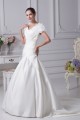 A-Line V-Neck Short Sleeve Court Train Wedding Dresses 2030003