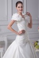 A-Line V-Neck Short Sleeve Court Train Wedding Dresses 2030003