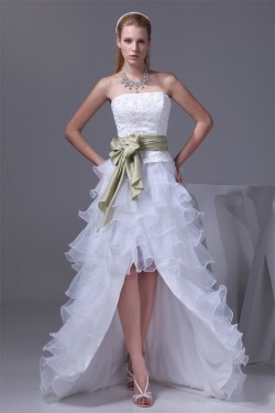 A-Line Strapless Beaded Court Train Wedding Dresses 2030004