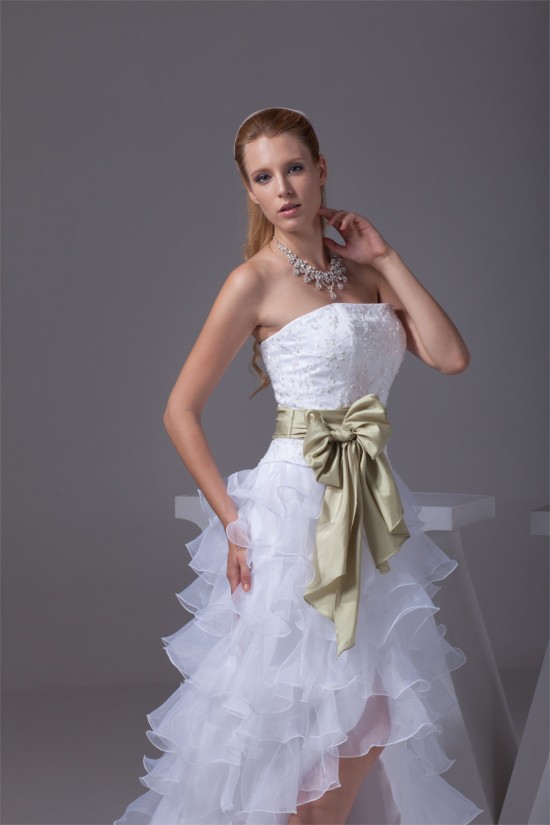 A-Line Strapless Beaded Court Train Wedding Dresses 2030004