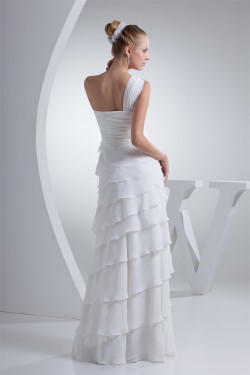 Sheath/Column Floor-Length One-Shoulder Wedding Dresses 2030006
