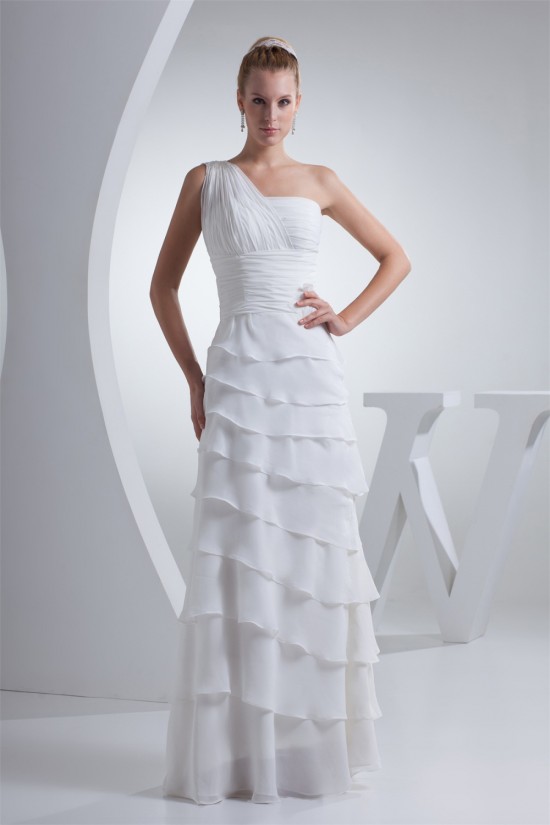 Sheath/Column Floor-Length One-Shoulder Wedding Dresses 2030006 Sheath/Column Floor-Length One-Shoulder Wedding Dresses 2030006