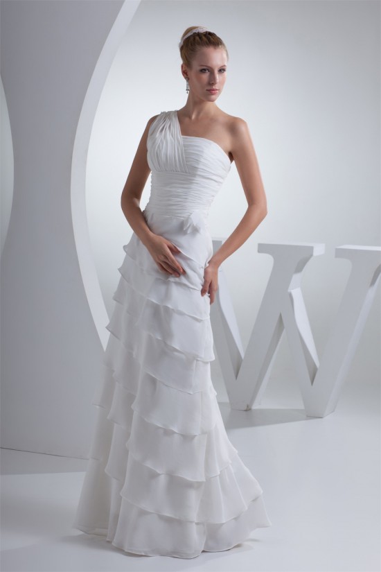 Sheath/Column Floor-Length One-Shoulder Wedding Dresses 2030006 Sheath/Column Floor-Length One-Shoulder Wedding Dresses 2030006