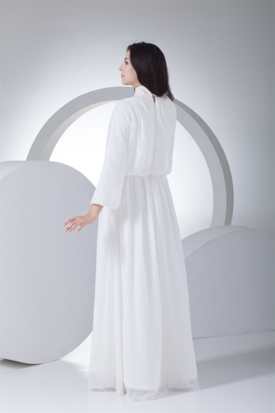 A-Line High-Neck Long Sleeve Chiffon Reception Wedding Dresses 2030007 A-Line High-Neck Long Sleeve Chiffon Reception Wedding Dresses 2030007