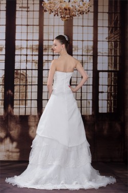 A-Line Lace Organza Strapless Sleeveless Wedding Dresses 2030009