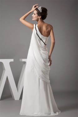 Sheath/Column One-Shoulder Chiffon Wedding Dresses 2030011