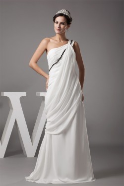 Sheath/Column One-Shoulder Chiffon Wedding Dresses 2030011