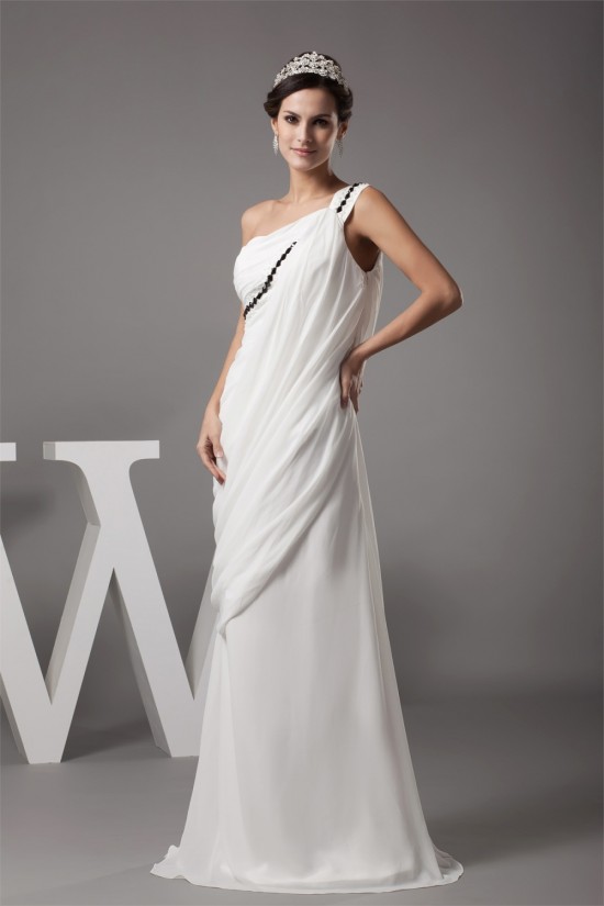 Sheath/Column One-Shoulder Chiffon Wedding Dresses 2030011 Sheath/Column One-Shoulder Chiffon Wedding Dresses 2030011