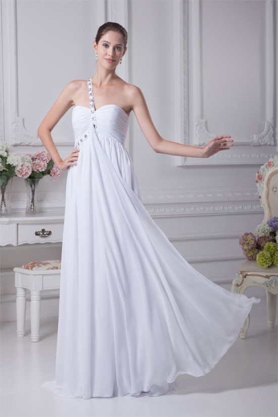 Empire One-Shoulder Sleeveless Beaded Chiffon Wedding Dresses Maternity Wedding Dresses 2030012 Empire One-Shoulder Sleeveless Beaded Chiffon Wedding Dresses Maternity Wedding Dresses 2030012