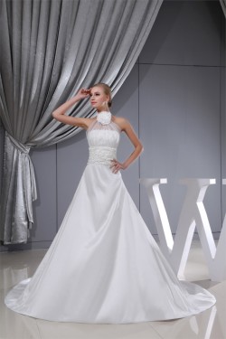 A-Line Sleeveless High-Neck Sweet Wedding Dresses 2030013