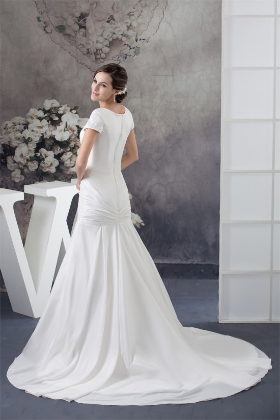 A-Line Portrait Short Sleeve Wedding Dresses 2030014 A-Line Portrait Short Sleeve Wedding Dresses 2030014