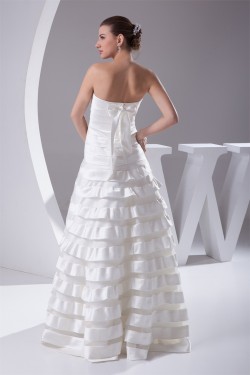 A-Line Satin Organza Sleeveless Strapless Sweet Wedding Dresses 2030019
