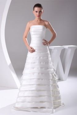 A-Line Satin Organza Sleeveless Strapless Sweet Wedding Dresses 2030019