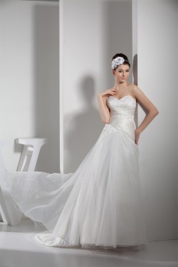 A-Line Sweetheart Beaded Court Train Wedding Dresses 2030020