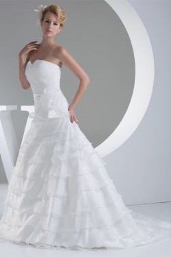 A-Line Satin Organza Sweetheart Sleeveless Best Wedding Dresses 2030021