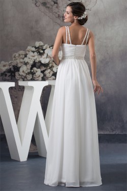 A-Line Sleeveless Beading Chiffon Floor-Length Wedding Dresses 2030022