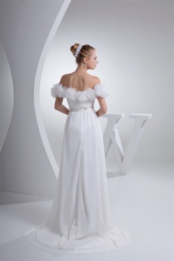 A-Line Sleeveless Chiffon Organza Beaded Wedding Dresses 2030023