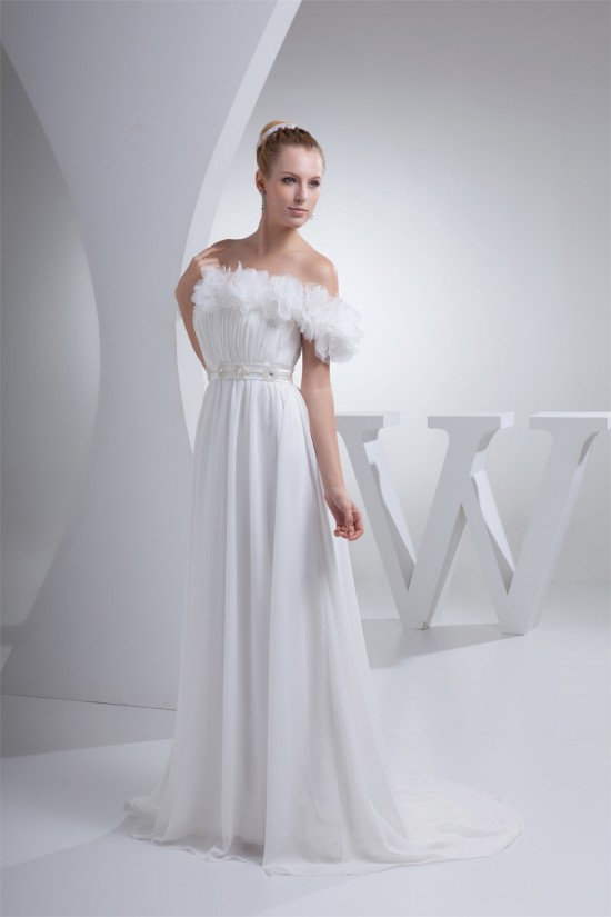 A-Line Sleeveless Chiffon Organza Beaded Wedding Dresses 2030023 A-Line Sleeveless Chiffon Organza Beaded Wedding Dresses 2030023