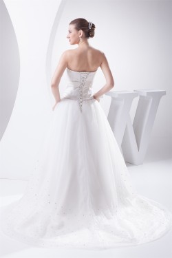 A-Line Sleeveless Beaded Strapless Wedding Dresses 2030024
