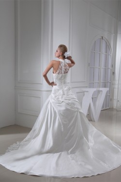 Ball Gown Sleeveless Satin Lace Fine Netting Wedding Dresses 2030025