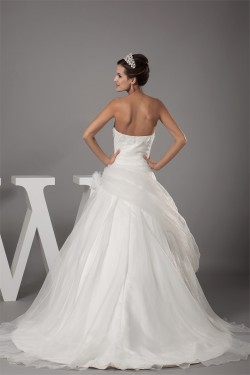 Ball Gown Strapless Beaded Appliques Court Train Wedding Dresses 2030027
