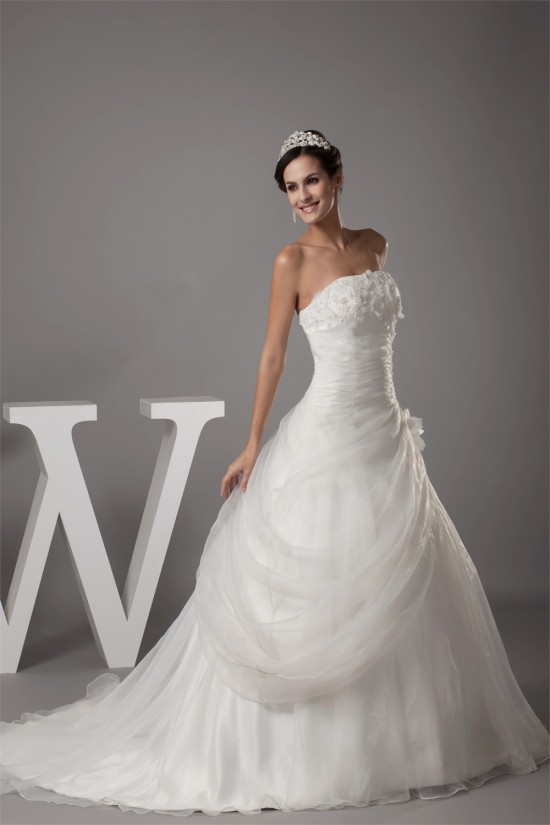 Ball Gown Strapless Beaded Appliques Court Train Wedding Dresses 2030027 Ball Gown Strapless Beaded Appliques Court Train Wedding Dresses 2030027