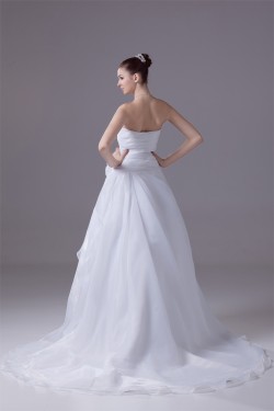 A-Line Sleeveless Strapless Handmade Flowers Wedding Dresses 2030029