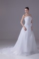 A-Line Sleeveless Strapless Handmade Flowers Wedding Dresses 2030029