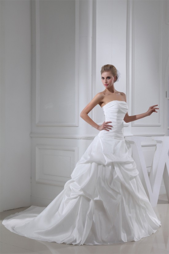 A-Line Sleeveless Strapless Sweet Wedding Dresses 2030031