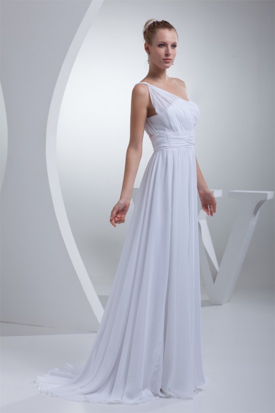 A-Line One-Shoulder Chiffon Floor-Length Wedding Dresses 2030034 A-Line One-Shoulder Chiffon Floor-Length Wedding Dresses 2030034