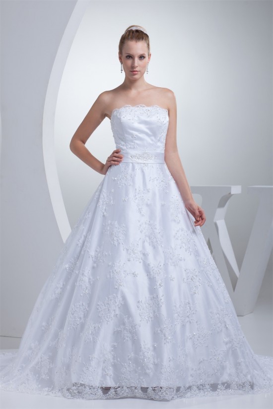 A-Line Strapless Beaded Appliques Lace Wedding Dresses 2030038 A-Line Strapless Beaded Appliques Lace Wedding Dresses 2030038