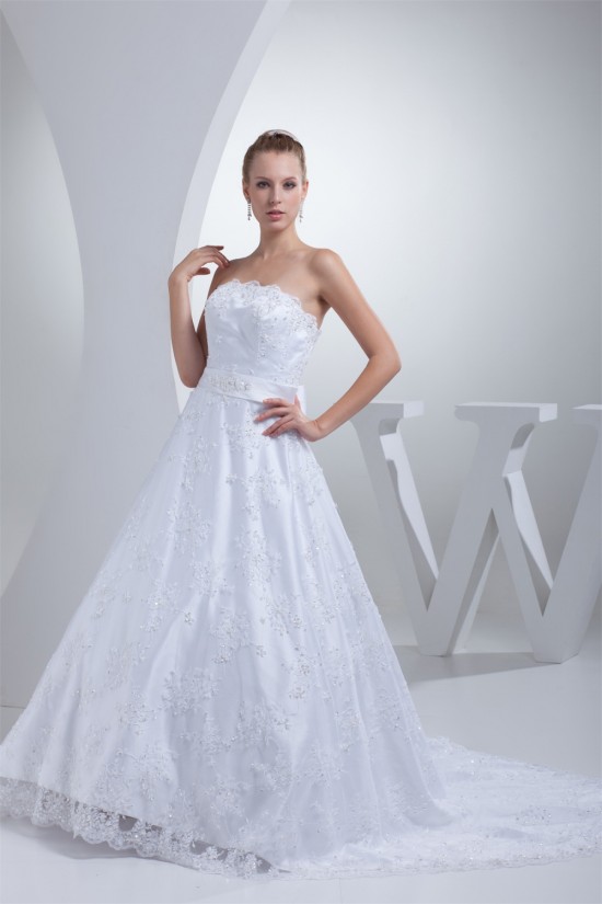 A-Line Strapless Beaded Appliques Lace Wedding Dresses 2030038 A-Line Strapless Beaded Appliques Lace Wedding Dresses 2030038