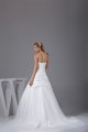 A-Line Strapless Chapel Train Beaded Taffeta Tulle Wedding Dresses 2030039