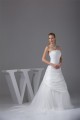 A-Line Strapless Chapel Train Beaded Taffeta Tulle Wedding Dresses 2030039
