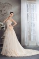 Elegant A-Line Sweetheart Chapel Train Beaded Satin Lace Wedding Dresses 2030043
