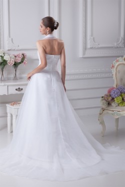 A-Line Halter Court Train Beaded Wedding Dresses 2030046